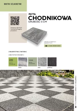 Karta katalogowa ze szczegółami oferty płyty chodnikowej firmy Polbruk w formacie JPG.