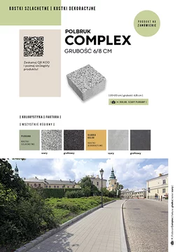 Karta katalogowa ze szczegółami oferty kostki brukowej Complex firmy Polbruk w formacie JPG.