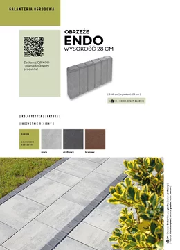 Karta katalogowa ze szczegółami oferty obrzeża palisadowego Endo firmy Polbruk w formacie JPG.