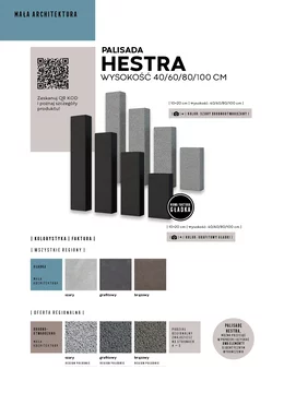Karta katalogowa ze szczegółami oferty palisady Hestra firmy Polbruk w formacie JPG.