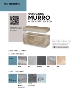 Karta katalogowa ze szczegółami oferty systemu ogrodzeń Murro firmy Polbruk w formacie JPG.