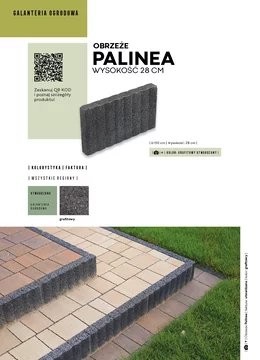 Karta katalogowa ze szczegółami oferty obrzeża Palinea firmy Polbruk w formacie JPG.