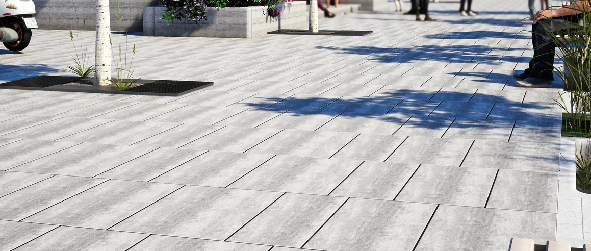 Realizacja produktu Płyta Plano Mix Polbruk Nerino Biało-Szara  