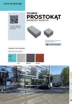 Karta katalogowa ze szczegółami oferty kostki brukowej chodnikowej Prostokąt firmy Polbruk w formacie JPG.