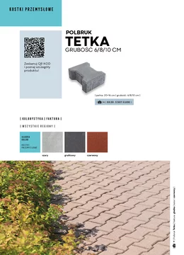 Karta katalogowa ze szczegółami oferty kostki przemysłowej Tetka firmy Polbruk w formacie JPG.
