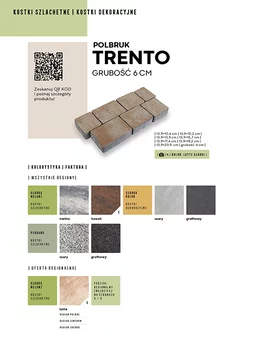 Karta katalogowa ze szczegółami oferty Kostka Brukowa Trento firmy Polbruk w formacie JPG.