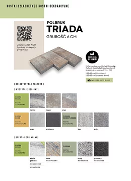 Karta katalogowa ze szczegółami oferty Kostki Brukowej Triada firmy Polbruk w formacie JPG.