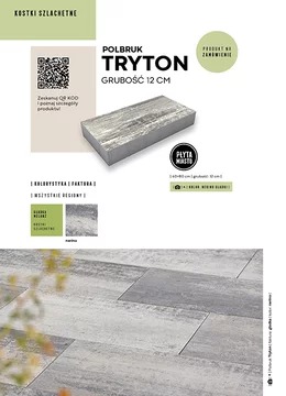 Karta katalogowa ze szczegółami oferty Płyty chodnikowej Tryton firmy Polbruk w formacie JPG.