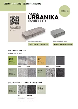 Karta katalogowa ze szczegółami oferty Kostki Brukowej Urbanika firmy Polbruk w formacie JPG.